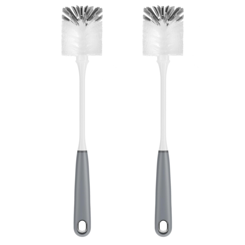 Mr.siga Long Handle Bottle Brush, Bottle Brushes For Cleaning,Flexible Scrub Brush For Water Bottles, Glasswares, Mugs, Gray, 2 Pack