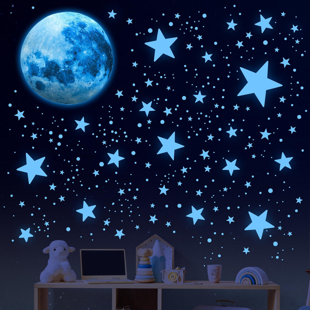 Glow In The Stars And Moon Wall Decals For Ceiling - Kids Wall Decors For Boys Girls Nursery Bedroom - Perfect For Kids Room Dark Sondeng