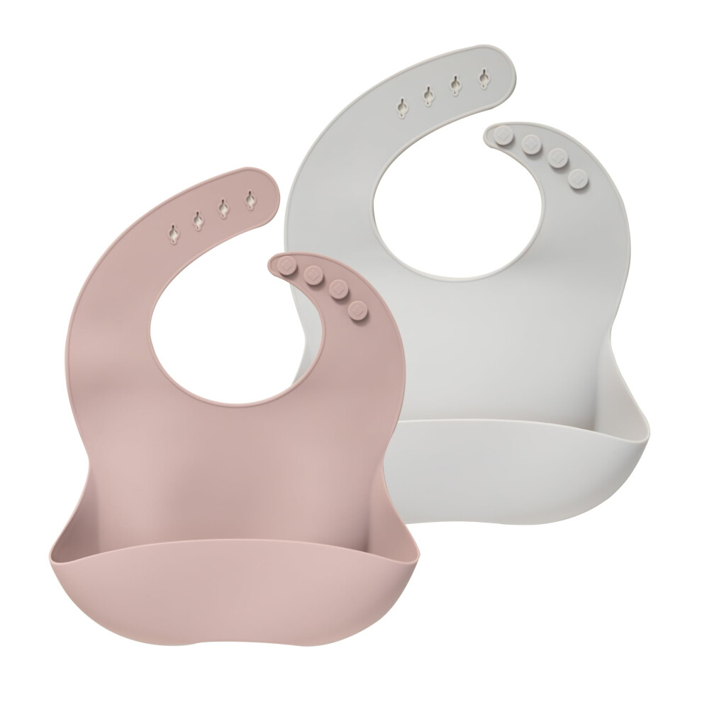 Baby Bibs, 2Pcs Silicone Feeding Bibs For Babies And Toddlers, Waterproof Weaning Bib, Bpa Free Soft Adjustable Wide Food Crumb Catcher Moonkie