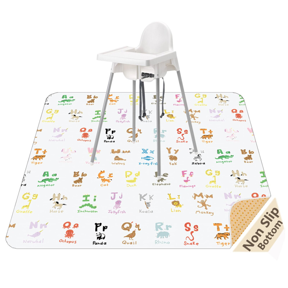 Splat Mat For Under High Chair/Arts/Crafts, Washable Splash Mat Waterproof Anti-Slip Messy Floor Protector, Wipeable Table Cloth Womumon