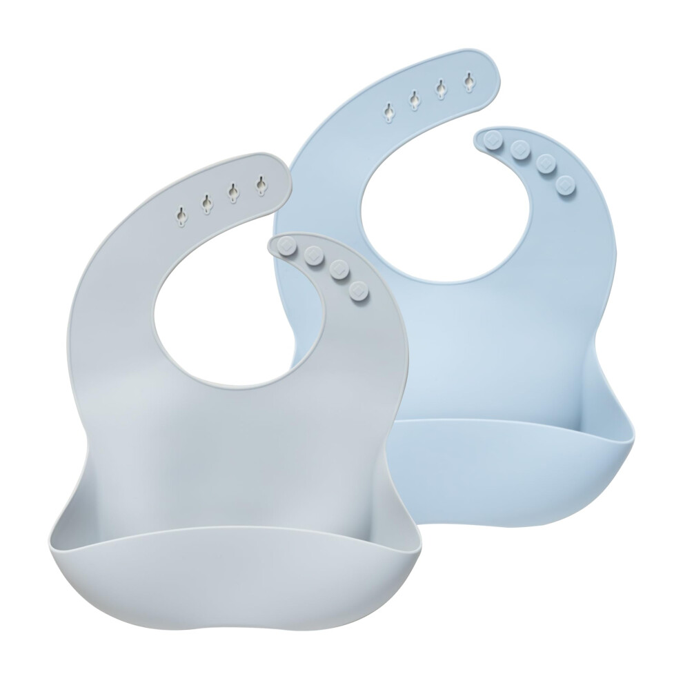 Baby Bibs, 5Pcs Silicone Feeding Bibs For Babies And Toddlers, Waterproof Weaning Bib, Bpa Free Soft Adjustable Wide Food Crumb Catcher Moonkie