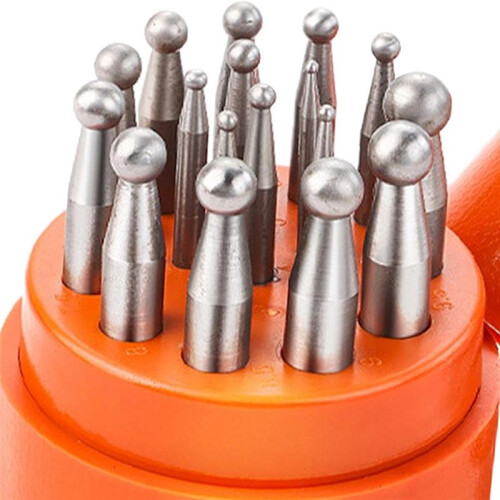 Doming Block Punch Set, Dapping Punches Processing Crafting Metal Forming Tools Stamping Tools for Shaping Beads 17PCS 2