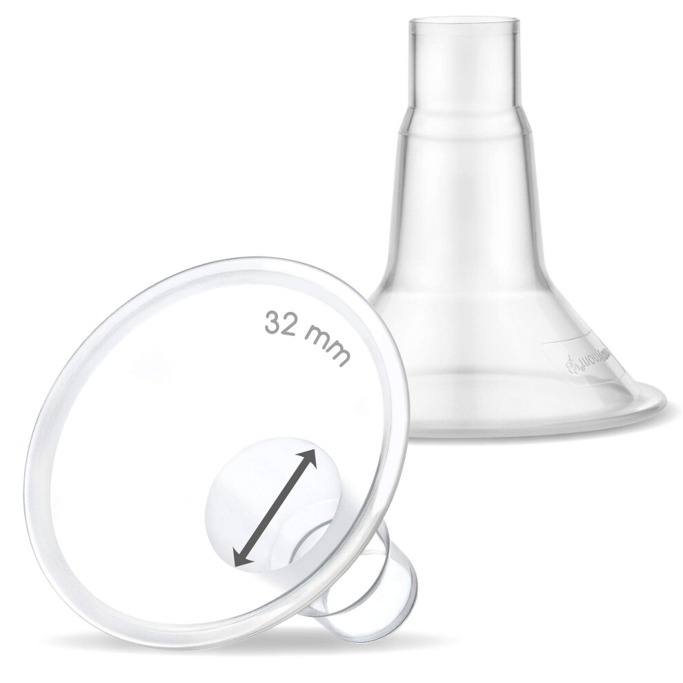 Myfit 32Mm Shields Compatible With Medela Breast Pump- Personalfit, Freestyle, Harmony, Maxi Connector; Connect To Widemouth/Narrow Connector, Maymom