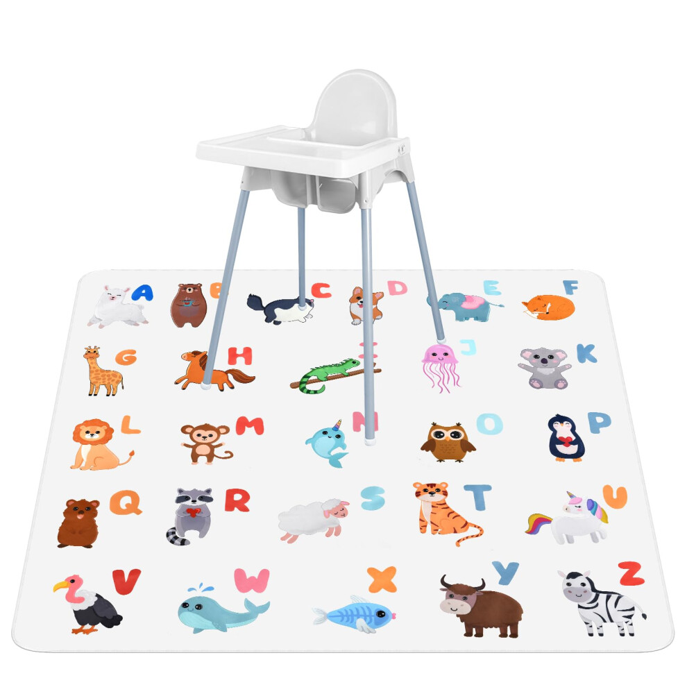 Vicloon Easy Cleaning Splash Mat, 52" Highchair Splash Mat, Baby Splat Floor Mats, Washable Spill Mats, Waterproof Messy, Highchair Weaning Mate For