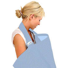BebeChic.UK - Oeko-Tex Certified 100% Cotton - Breastfeeding Covers - Boned Nursing Tops - Powder Blue/White dot