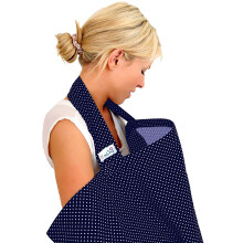 BebeChic.UK - Oeko-Tex Certified 100% Cotton - Breastfeeding Covers - Boned Nursing Tops - Navy Blue/White dot