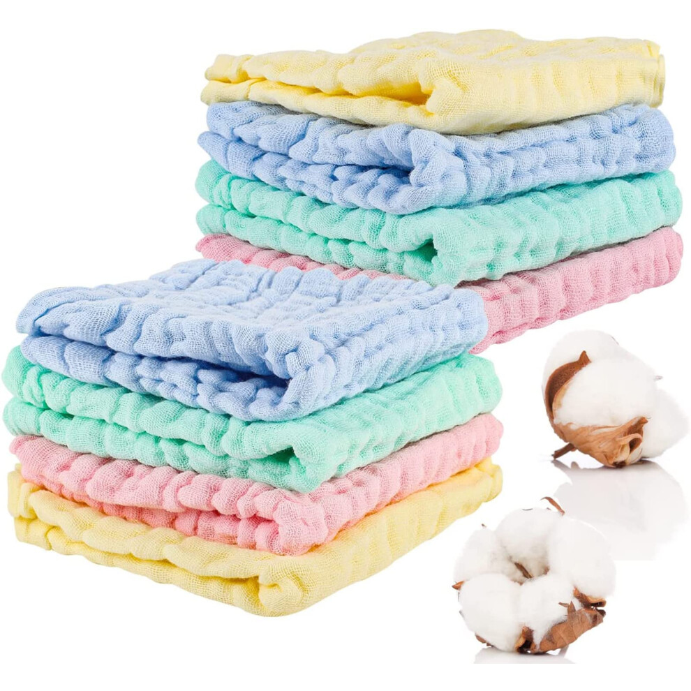 8 Pack Muslin Cloths For Baby, 12X12 Inch Muslin Squares Soft Burp Cloths 6 Layers Cotton Newborn Hand Washcloths Baby Wash Cloths Reusable Lanjue