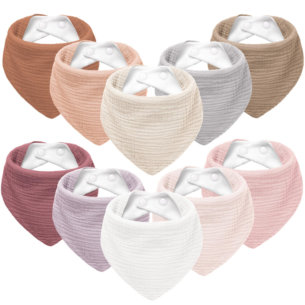 Muslin Baby Bibs 10Pack Soft Triangular Adjustable Baby Dribble Bandana Bibs With Adjustable Snaps For Unisex Baby Girls & Boys Susurration