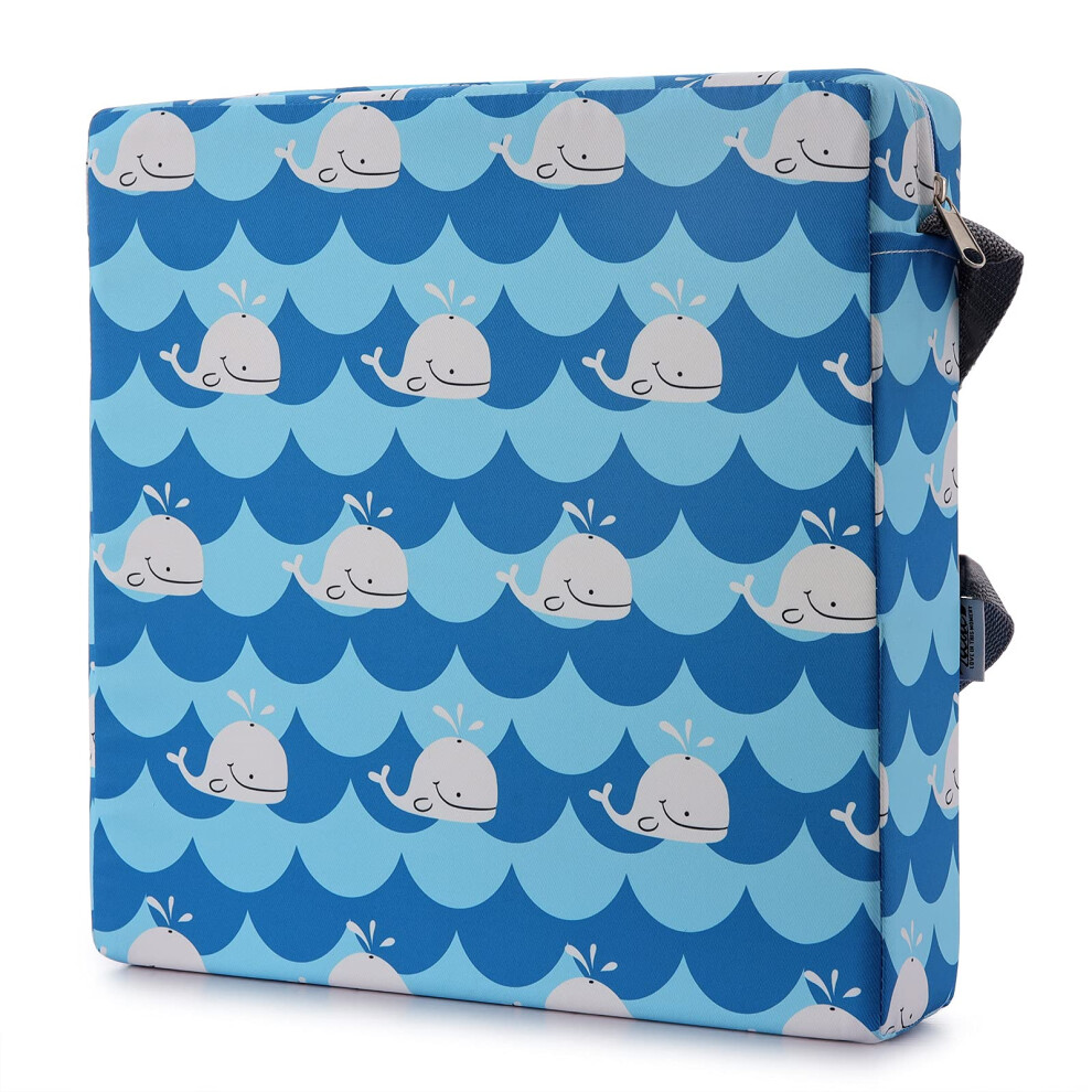Zicac Booster Seat Owl Printed Harness Cushion Dismountable Kid Baby Seat Highten Pad Travel Storage Chair Toddler Infant Dining Chair (Blue/White)