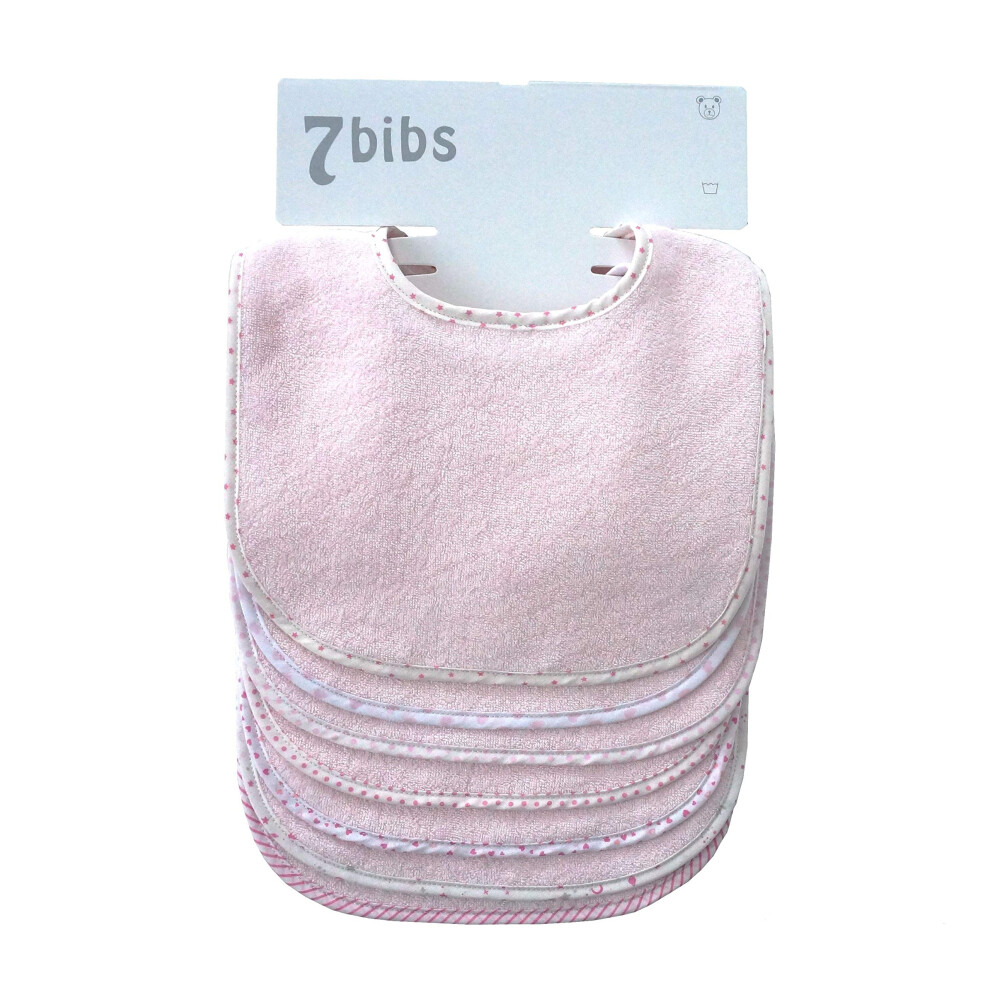 Shinningstar Baby's Double Layer Of Cotton Soft Absorbent Drooling Bibs (7 Pieces) (Pink-Waterproof)