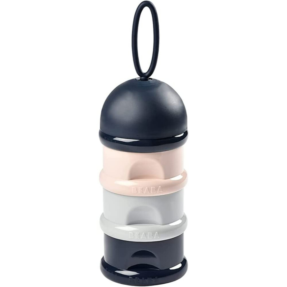 B?Aba - Formula Dispenser - Storage For Baby Milk Powder - Stackable - 3 Compartments - 100% Airtight - Long-Term Use As A Snack Box - Pink/Blue/Grey Bã©Aba