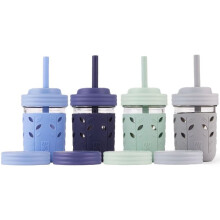 Elk and Friends Kids & Toddler Cups | The Original Glass Mason Jars 8 oz with Silicone Straws with Stoppers | Smoothie Cups | Spill Proof Sippy Cups