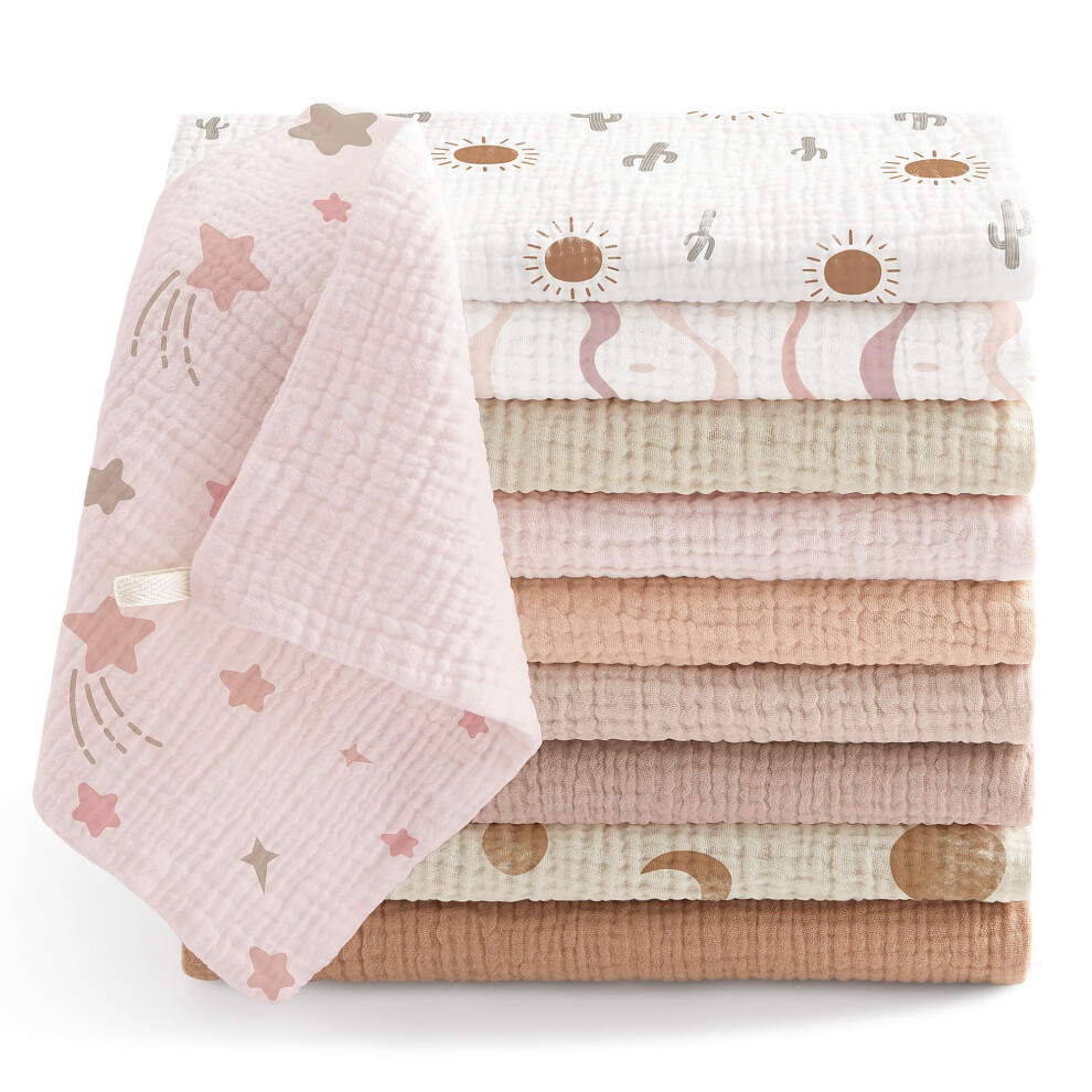 Bearmoss Muslin Squares Cloths 100% Cotton Baby Burp Cloth 25X25cm Large Ultra-Absorbent Burp Cloth Soft Baby Face Towel For Newborn Baby Boy And