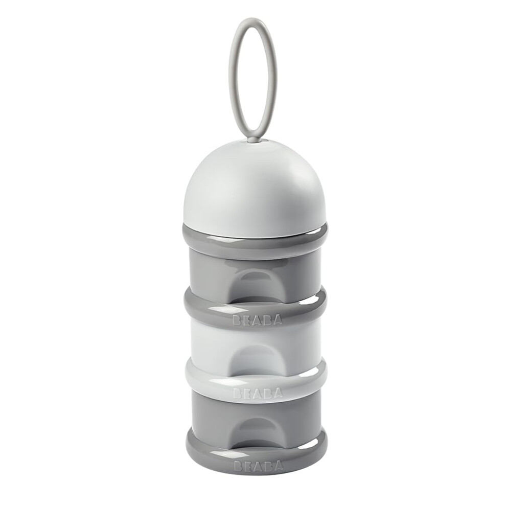 B?Aba - Formula Dispenser - Storage For Baby Milk Powder - Stackable - 3 Compartments - 100% Airtight - Long-Term Use As A Snack Box - Grey Bã©Aba