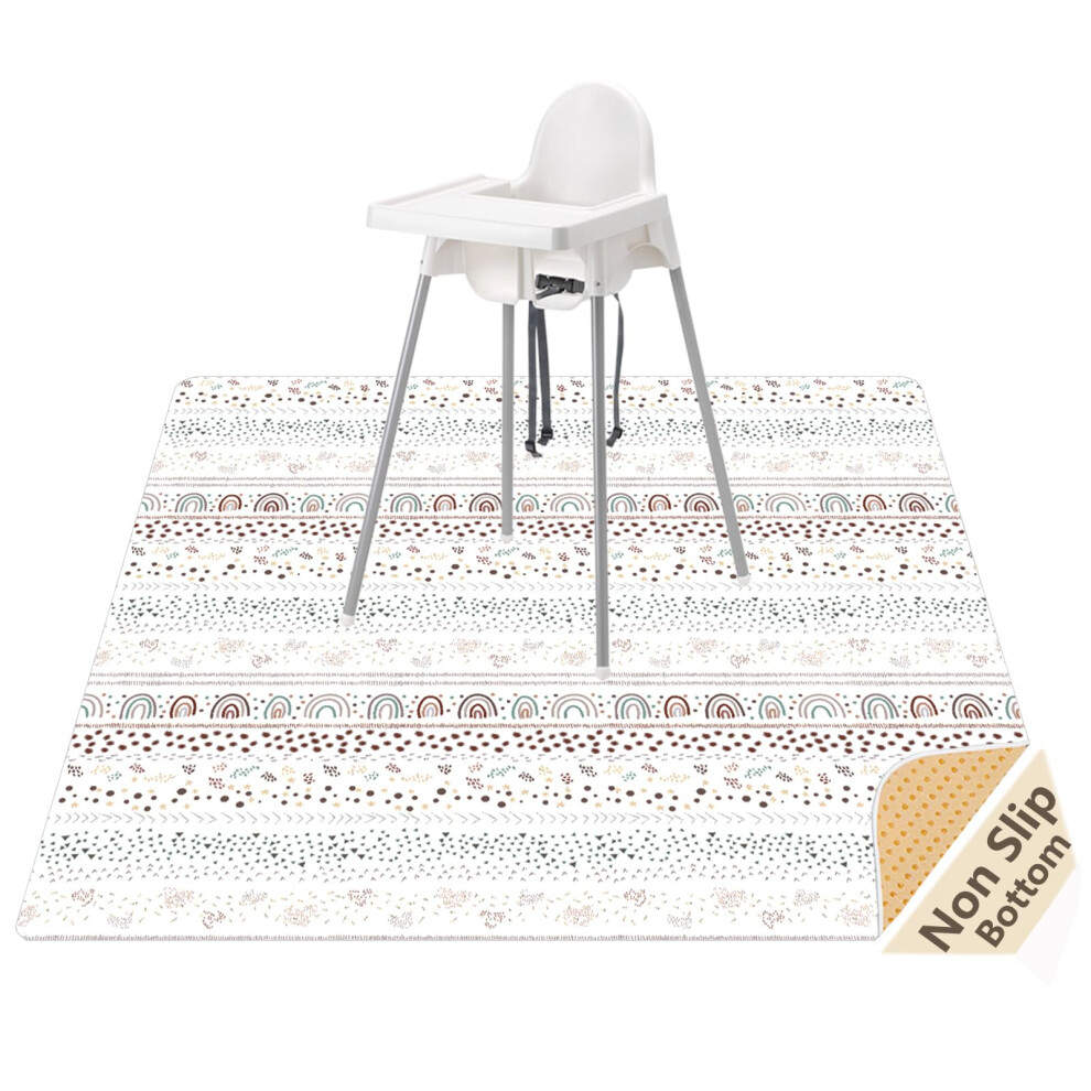 Splat Mat For Under High Chair/Arts/Crafts, Washable Splash Mat Waterproof Anti-Slip Messy Floor Protector, Wipeable Table Cloth Womumon