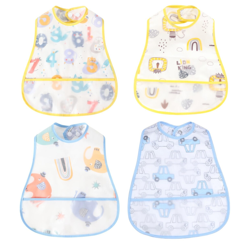 Baby Bibs Waterproof Feeding Bib Christmas Day - Starter Bib With Catcher Pocket For Todder Infants Washable Soft 4Pac 6-24M Norinori