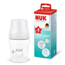 NUK Perfect Match Baby Bottle | 0+ Months | 150ml | Anti Colic Feeding Bottle | PP | Temperature Control Indicator | Sheep | 1 Count
