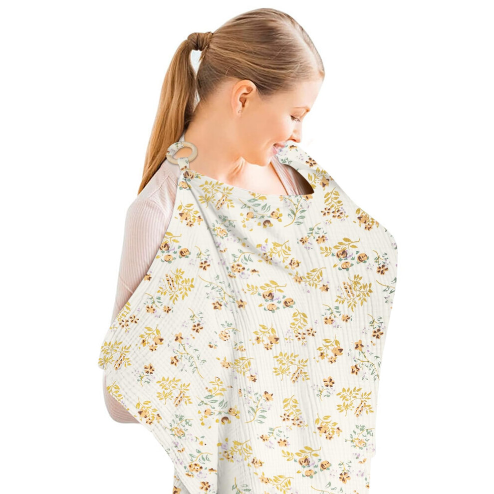 Breastfeeding Cover Nursing Cover, Muslin Cotton Soft Breathable Nursing Cover, Adjustable Strap Breast Feeding Coverall For Car Seat Blanket Aolso