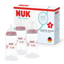 NUK First Choice Baby Bottles | 3+ Months | 300ml | Anti Colic Feeding Bottle | PP | Temperature Control Indicator | Koala | 3 Count