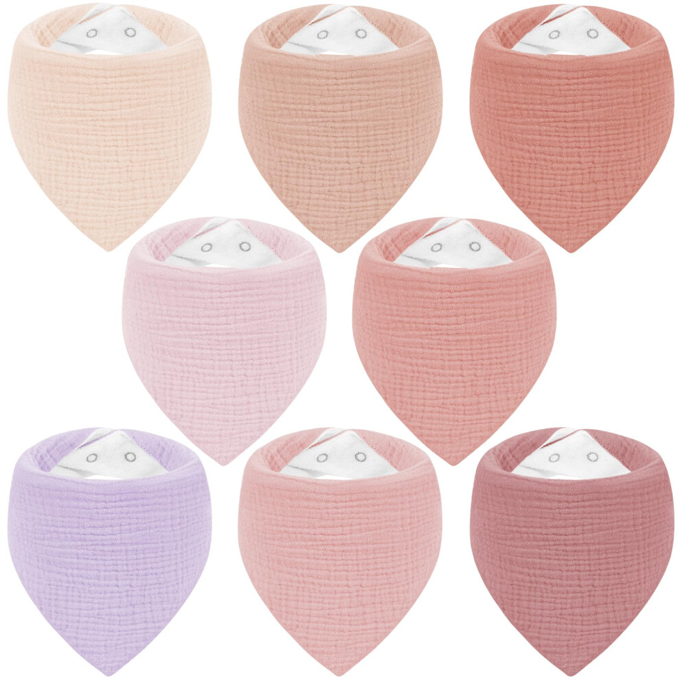 Yukkidds Muslin Bibs 8 Pack Bandana Dribble Bibs 100% Cotton For Teething, Adjustable Snap Drool Bibs For Newborn&Baby Boys Girls 0-36 Months