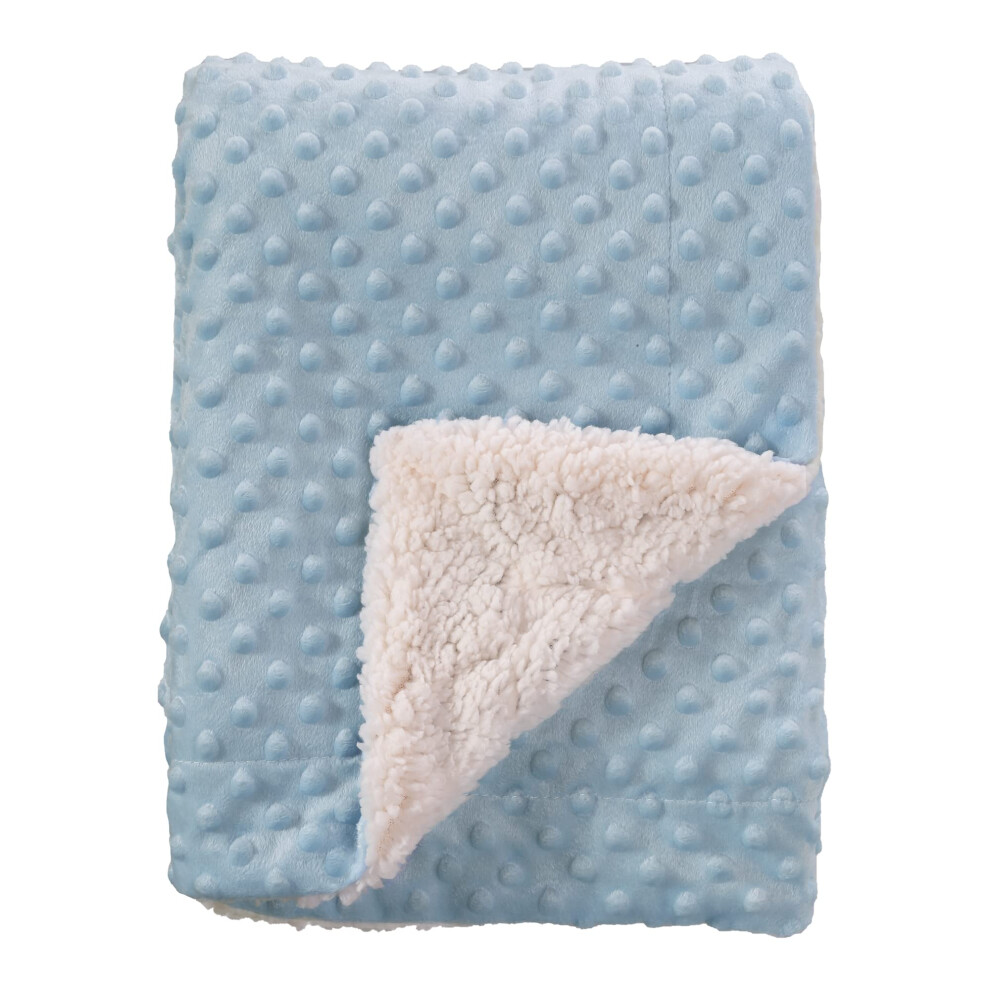 Crevent Soft Lightweight Warm Sherpa Backing Baby Throw Blanket For Infant Toddler Crib Cot Stroller Gift For Baby Boys And Girls (75Cmx100cm Blue
