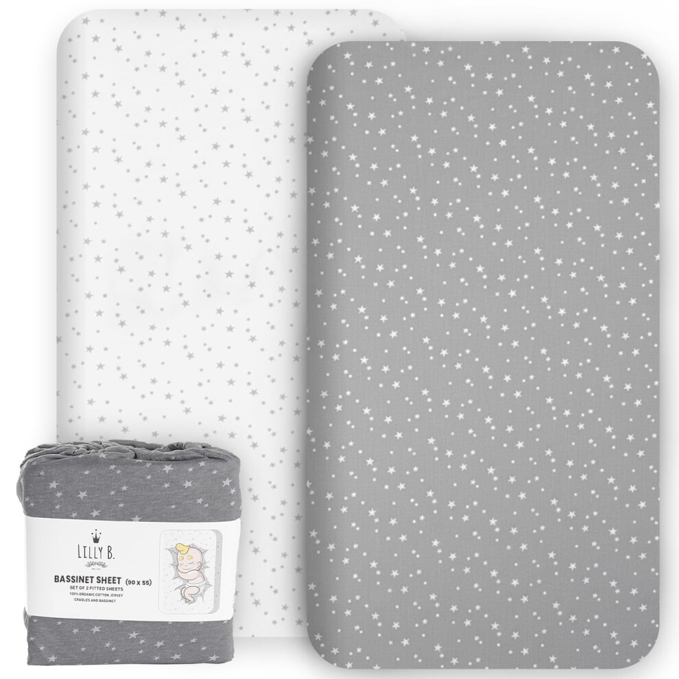 Lilly Belly Lilly B. Organic Cotton Gots 2 Fitted Sheets, Compatible Next2me, Snuzpod And All Bedside Cribs, Mini Crib Up To 55X90cm Pack Of 2 Sheets.
