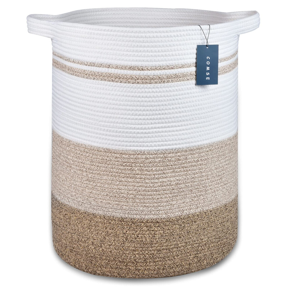 Extra Large Blanket Basket, Tall Laundry Basket, Nursery Hamper, 40 X 55 Cm, Cotton Rope Woven Laundry Hamper For Storage Toys Clothes Towels, Comse