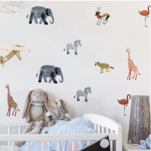 Safari Wall Stickers Boho Safari Nursery Accessories Animal Wall Stickers Jungle Safari Animals Wall Decals Baby Nursery Wall Decor (Safari Animals)