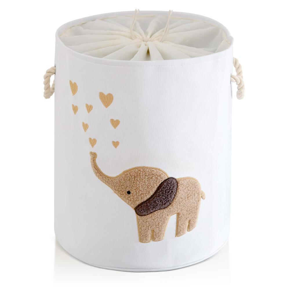 Baby Laundry Basket Laundry Hamper, Canvas 58L Xl Baby Clothes Basket, Collapsible Laundry Basket For Nursery Toy Baskets With Drawstring Brown Inough