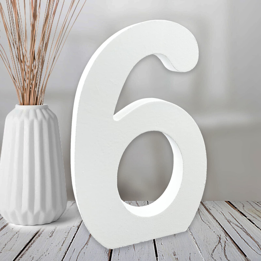 6 Inch Wood Numbers Unfinished Wood Numbers For Wall Decor Decorative Standing Numbers Slices Sign Board Decoration For Craft Home Party White Aruatu