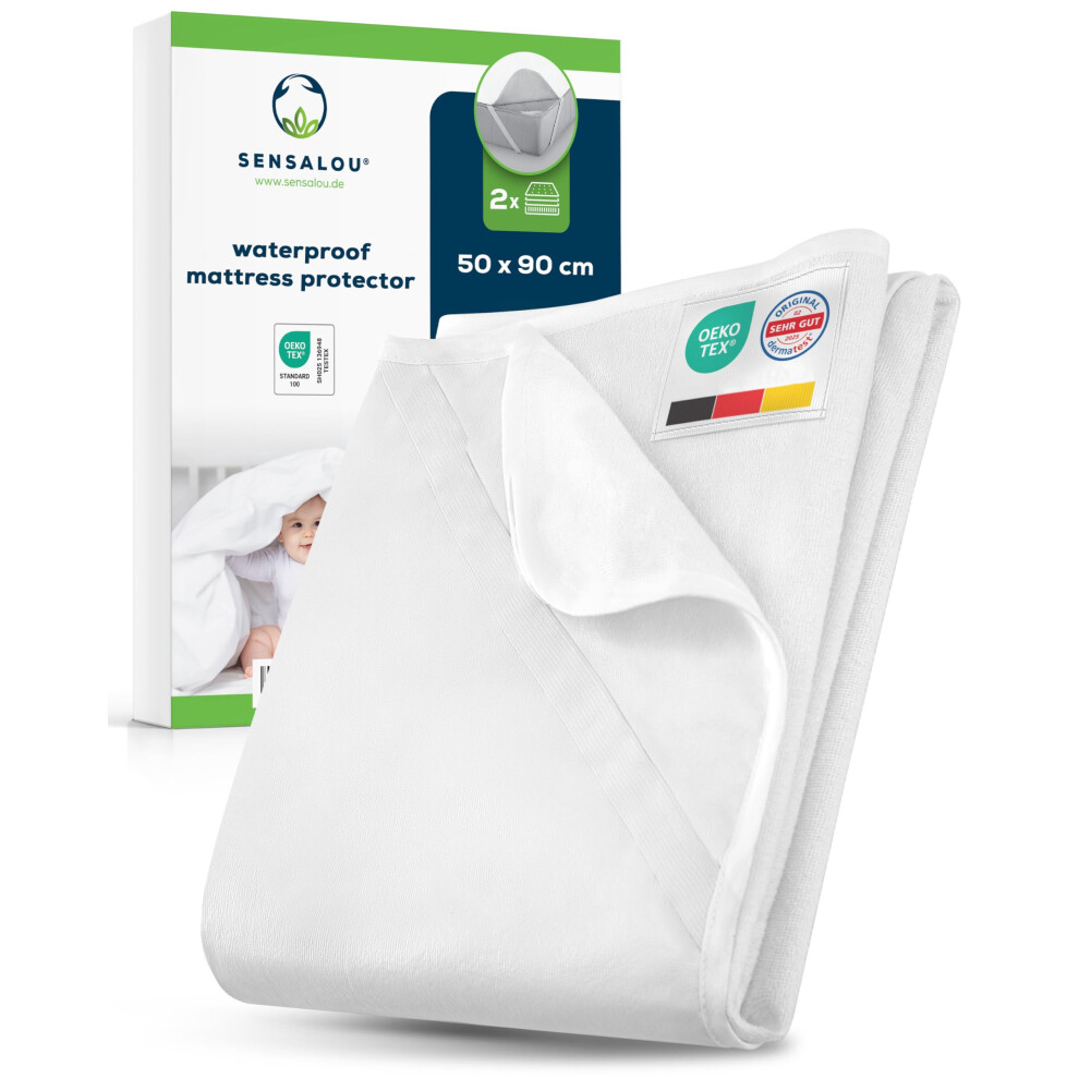 Sensalou Waterproof Mattress Protector 50X90 Cm ? 2-Pack Baby Cot Mattress Covers With Elastic Corner Straps, Terry Top, Hypoallergenic, Breathable,