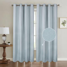 Chlophy Duck Egg Blue Blackout Curtains for Bedroom Thermal Light Blue 66?72IN Textured Lined Eyelet Living Room Darkening Nursery Boys Girls Children