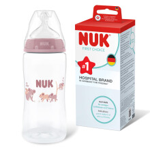NUK First Choice Baby Bottle | 3+ Months | 300ml | Anti Colic Feeding Bottle | PP | Temperature Control Indicator | Koala | 1 Count