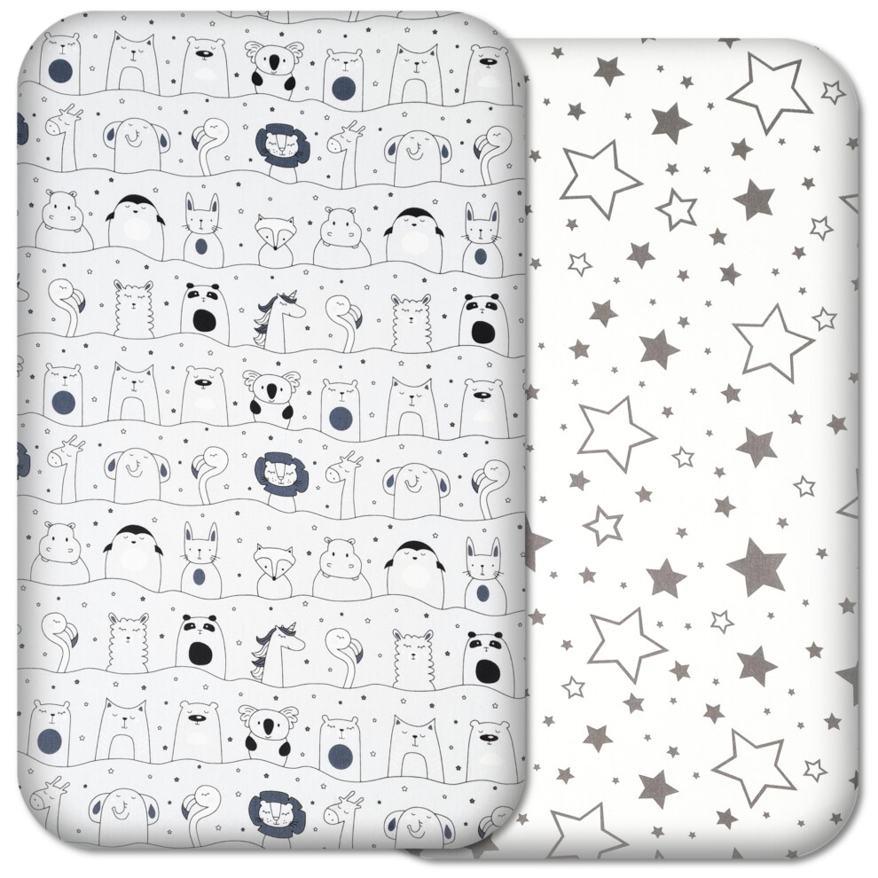 Next To Me Crib Sheets - 2Pcs Baby Crib Sheets Set - 100% Organic Cotton To Fit Bedside Cribs - Made In Europe ? 83 X 50 Cm (83X50cm, Grey Selemavi