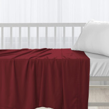 Pizuna Cotton Flat Crib Sheets 120x150cm For Babies Rio Red, 1pc 400 Thread Count 100% Long Staple Cotton Luxurious Sateen Weave Baby Flat Sheet With