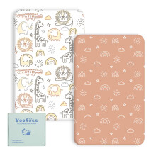Yoofoss Cot Bed Sheets 140 x 70 cm Fitted Super Soft and Breathable Cot Bed Sheets Cozy Baby Cot Sheets 2 Pack Brown Giraffes