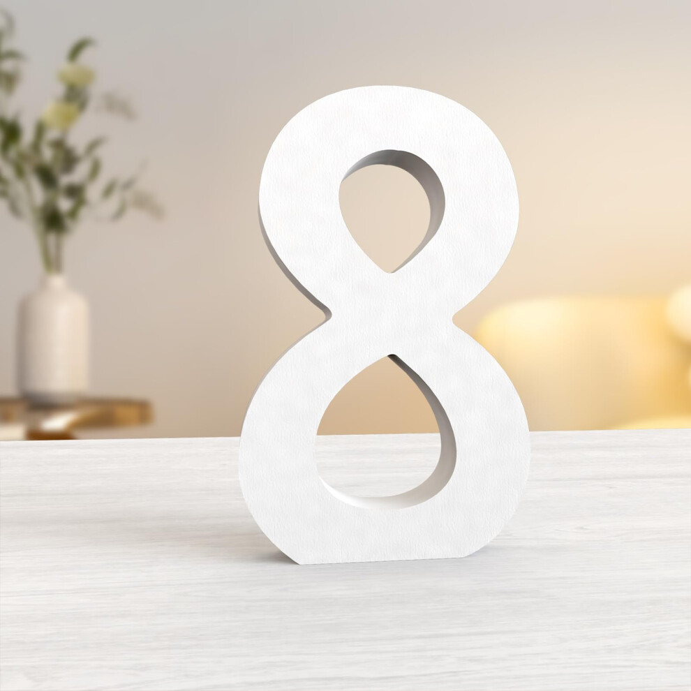 8 Inch Wood Numbers Unfinished Wood Number For Wall Decor Decorative Standing Numbers Large Letters For Wall Decoration For Craft Home White Aruatu