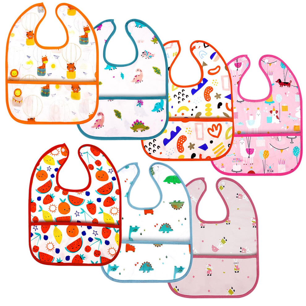 Baby Feeding Bibs, 7Pcs Waterproof Weaning Bandana With Large Pocket For Drool And Food, Suitable For Toddler Infant Kids (Girl) Aolso