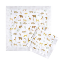 aden + anais tanzania Security Blanket - Pack of 2 | Square Soft & Breathable 100% Cotton Muslin with Satin Trim Throw | Unisex Shower Gift Set for