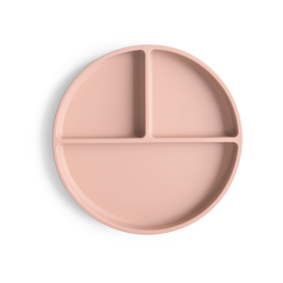 Silicone Suction Plate | Non-Slip Divided Plate For Babies & Toddlers | Food Grade Silicone | Dishwasher & Microwave Safe | Blush Mushie