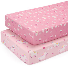 Yukkidds Next to Me Crib Sheets Fitted 83x50cm Baby Bedside Crib Sheets 2 Pack Super Soft & Breathable Microfiber Compatible with Chicco Next2Me Pink
