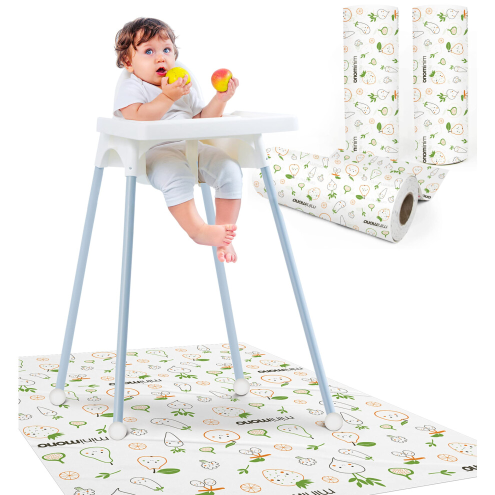 Baby Splash Mat For Under High Chair - 30 Pcs Disposable And Waterproof Splat Mats - 40"X47" Multipurpose Activity Mat For Picnic Art Craft - Minimono