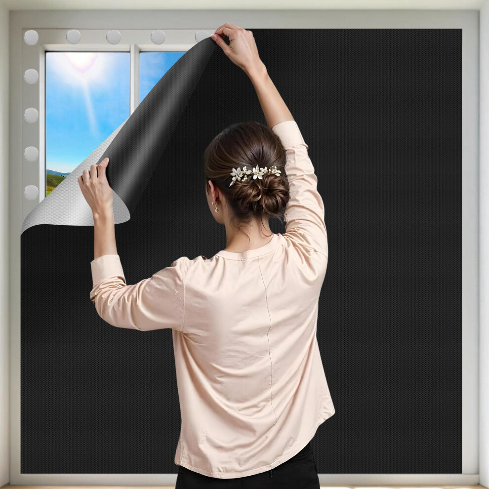 Efilerup 145X200cm Blackout Curtains For Travel Portable Blackout Blind Stick On, No Drill Blinds For Window Blinds Temporary Black Out Material Cut To Any