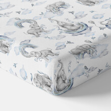 Baby Comfort Nursery 100% Cotton Fitted Sheet fits 120x60 cm Cot Mattress (Blue Elephants)