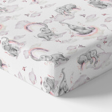 Baby Comfort Nursery 100% Cotton Fitted Sheet to fit 83x50 cm Co-Sleeper Crib (Pink Elephants)