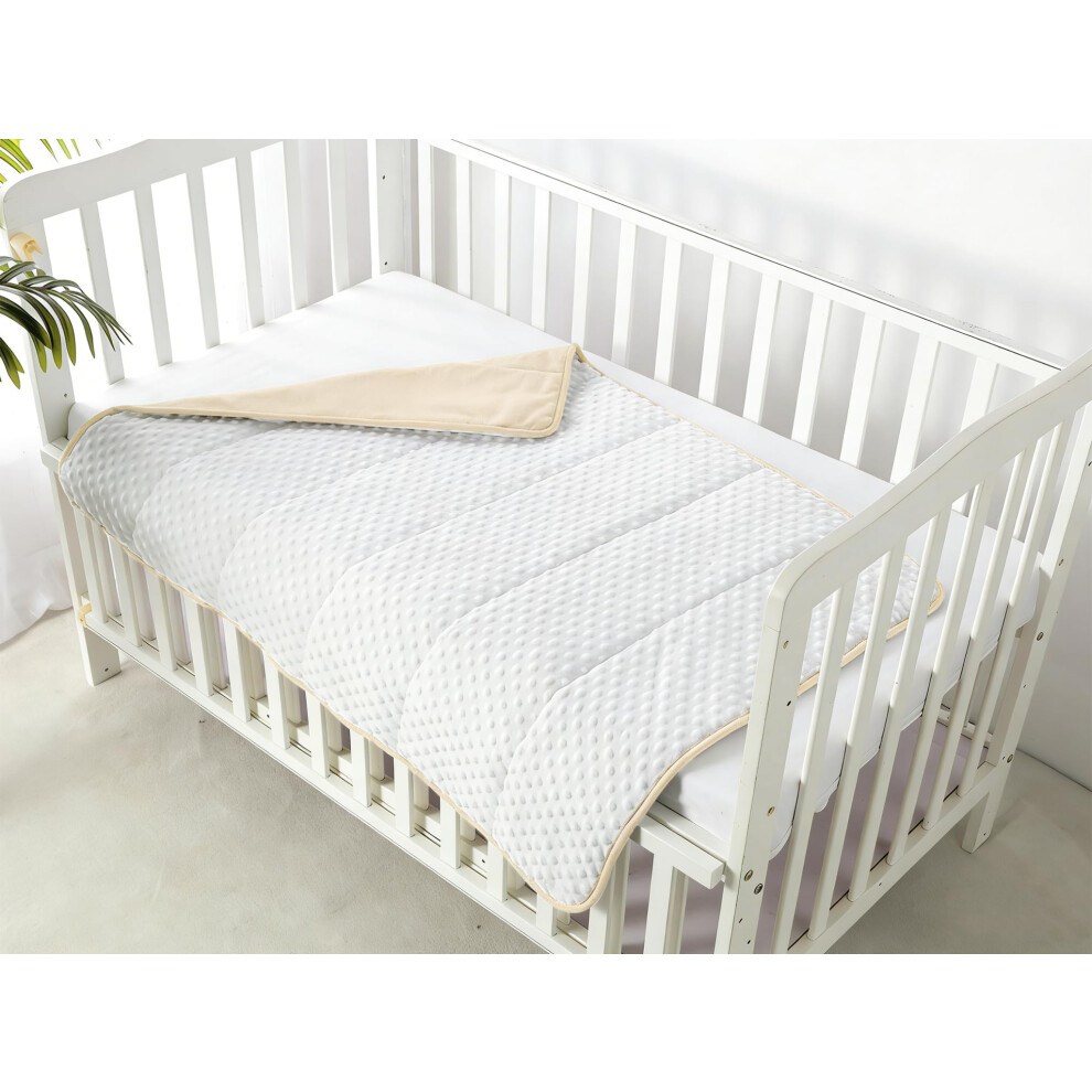 Mink Baby Quilt Blanket For Girls Boys, Soft Plush Receiving Blanket For Newborns - 75Cmx100cm ( + White) Beige/White Crevent