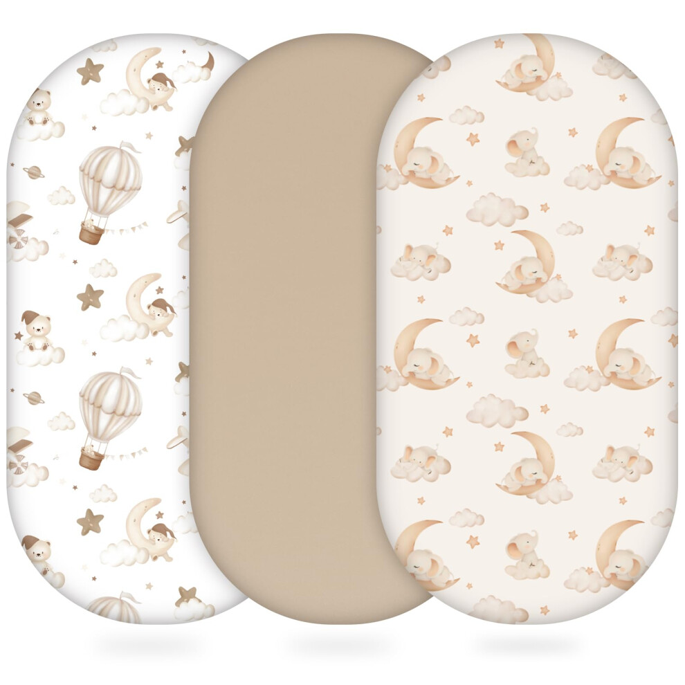 Moses Basket Sheets 3 Pack Pram Sheets Fitted For Newborn Super Soft And Breathbale Bassinet Sheets Moses Basket Cover Balloon Brown Yukkidds