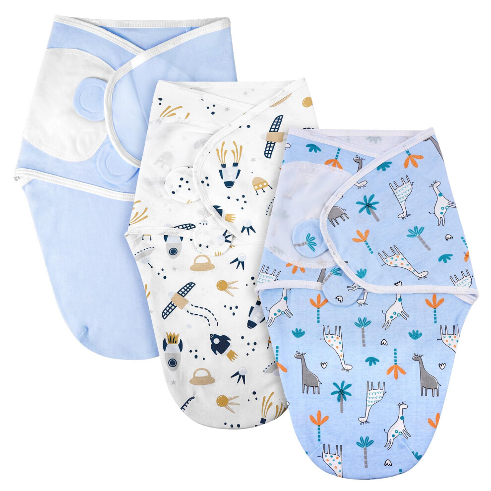 Aybuy 3 Pack Baby Swaddle Suit,Baby Swaddle Sack For 0-3 Months Newborn Breathable Organic Cotton Fabric,Baby Blanket Wrap With Adjustable Velcro