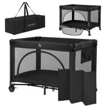 Lionelo Laura Compact 2-in-1 Travel Cot & Playpen with Side Door, 2 Adjustable Mattress Levels, Foam Mattress, Wheels with Brakes & Carry Bag ?