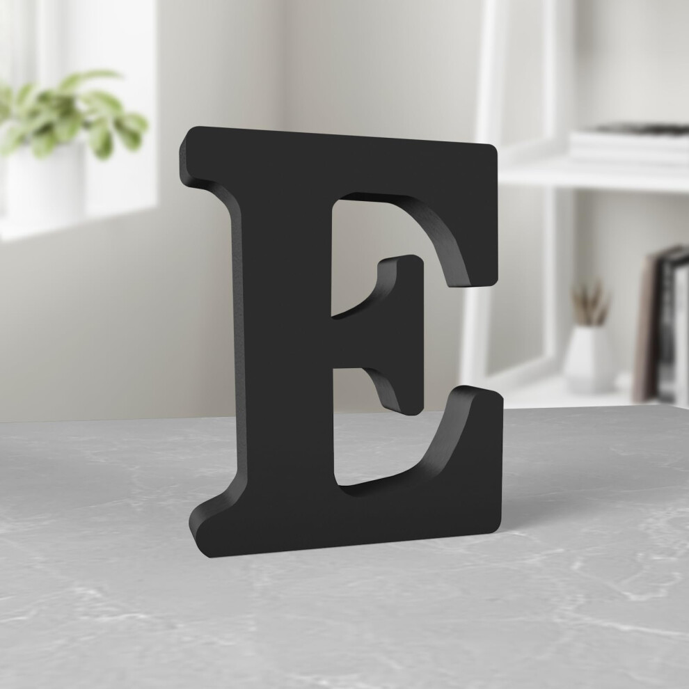 6 Inch Wood Letters For Wall Decor - Unfinished Decorative Standing Letter Slices For Sign Board Decoration, Craft, Home Party Projects Black Aruatu